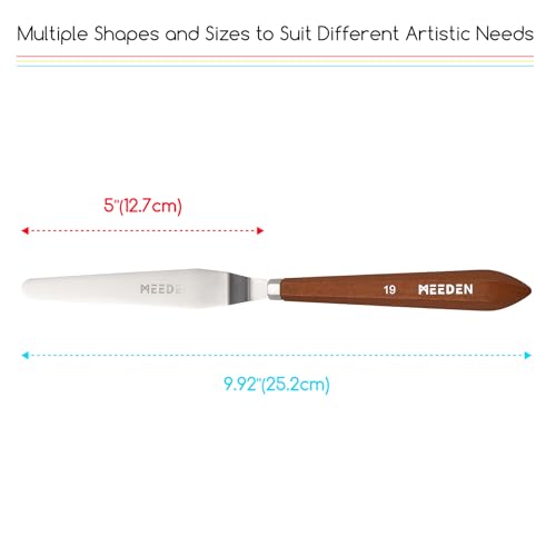 MEEDEN Artist Oil Painting Knife: 9.92" Flexible Stainless Steel Art Pallet Scraper Knife with Wooden Handle for Color Mixing, Spreading, Scratching, #19 - style: #19