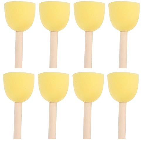 Penta Angel Paint Foam Brushes 8Pcs Assorted Size Round Head Painting Sponges with Wood Handle for Acrylic Stains Watercolor Varnishes and Crafts DIY (5cm, Yellow) - size: 5cm