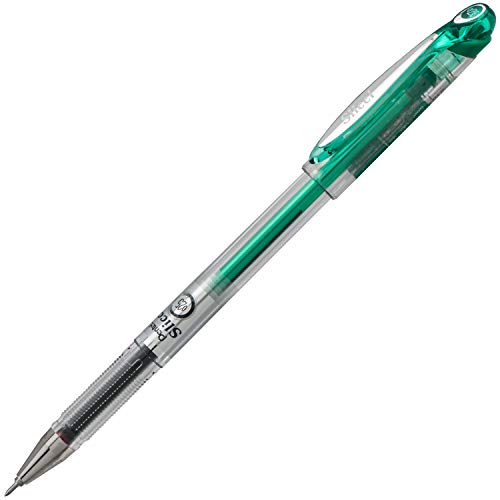 Pentel Arts Slicci 0.25 mm Extra Fine Gel Pen, Green Ink, Box of 12 (BG202-D) - color: Green, size: 12 Count (Pack of 1), style: 0.25mm