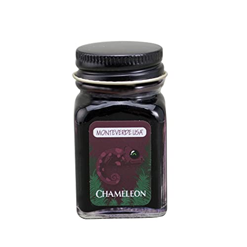 Monteverde Jungle Fountain Pen Ink, 30ml, Chameleon (Burgundy) | Animal-inspired fountain pen ink with bold color, smooth flow, and creative writing personality. - color: Chameleon (Burgundy)
