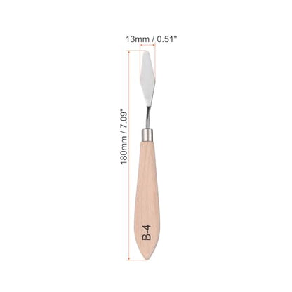 HARFINGTON Palette Knife Painting Tool 7.09" Stainless Steel Blade Spatula Painting Pallet Knife Wood Handle for Oil Acrylic Canvas Color Mixing - size: 13mmx180mm
