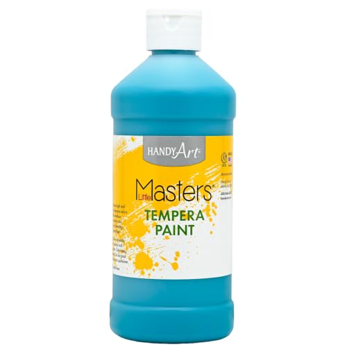 Handy Art Little Masters Tempera Paint, Turquoise, 16 oz Bottle, Bright & Mixable, High Opacity, Washable Colors for Classroom, Students, Kids, Young Artists, Safe & Non-Toxic, Made in USA - color: Turquoise, size: 16 Fl Oz (Pack of 1)