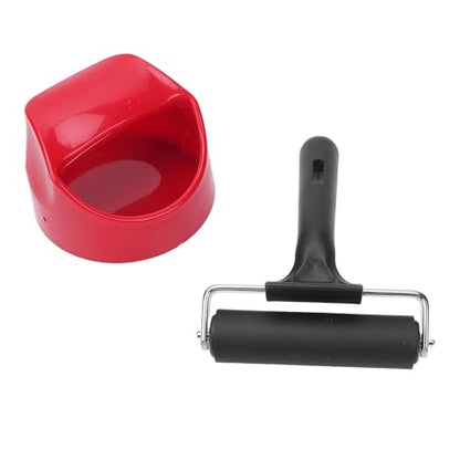 Printing Roller Kit Soft Rubber Roller with Set, Sturdy Metal Structure Plastic Handle 4in Rubber Brayer Roller for Crafting Printing Inking Stamping