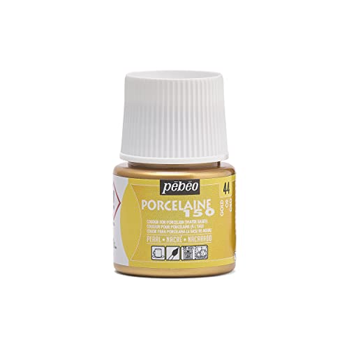 Pebeo Porcelaine 150 Ceramic Paint - Water-Based High-Gloss Color Paints for Porcelain, 45 ml Bottle, Gold - color: Gold