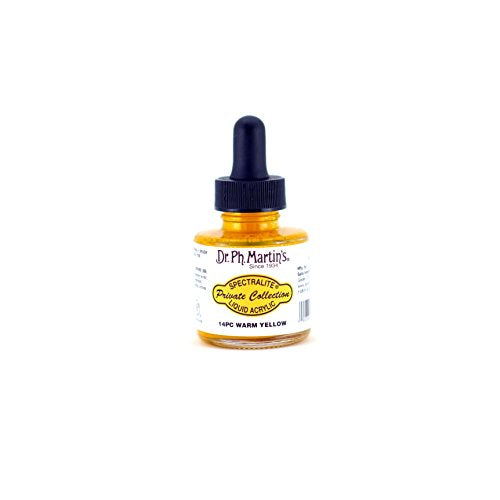 Dr. Ph. Martin's Spectralite Private Collection Liquid Acrylics (14PC) Arcylic Paint Bottle, 1.0 oz, Warm Yellow, 1 Bottle
