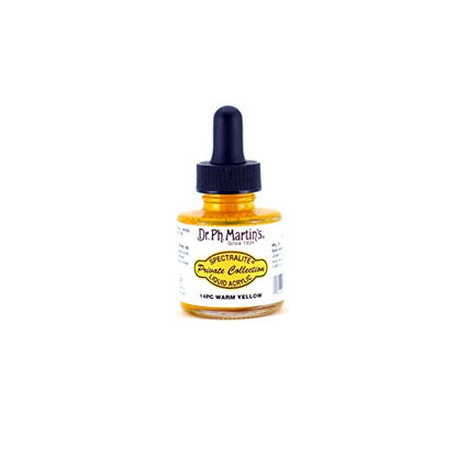 Dr. Ph. Martin's Spectralite Private Collection Liquid Acrylics (14PC) Arcylic Paint Bottle, 1.0 oz, Warm Yellow, 1 Bottle