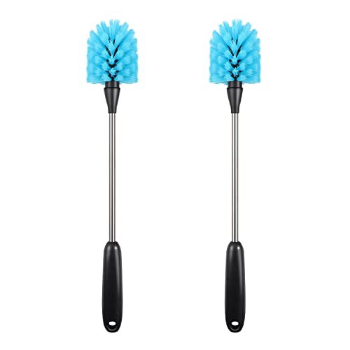 Bottle Brush,15-inch Long, Bottle Brush Cleaner, Bottle Scrubber, Kitchen Scrub Brush Suitable for Water Bottles, Cups, Glasses, Baby Bottles, Wine Glasses, (2, Blue) - color: Blue