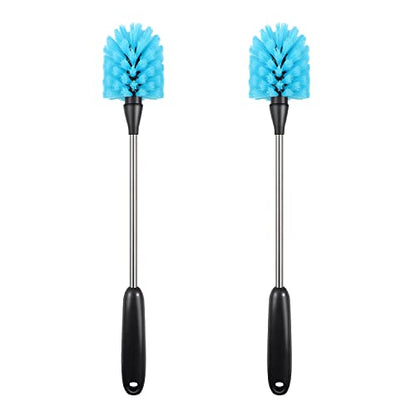 Bottle Brush,15-inch Long, Bottle Brush Cleaner, Bottle Scrubber, Kitchen Scrub Brush Suitable for Water Bottles, Cups, Glasses, Baby Bottles, Wine Glasses, (2, Blue) - color: Blue