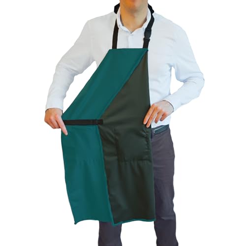 Ravill Waterproof Apron For Men and Women - 2 Pockets - 35" Long Multi Purpose Work Aprons for Dishwashing, Dog Grooming - color: Green