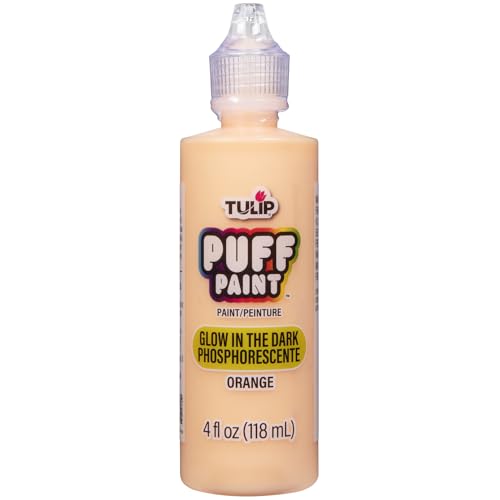Tulip Puff Glow In The Dark Fabric Paint, Permanent Craft Paint for Clothes, DIY Projects, Notoxic, 4 fl oz, Glow Orange - color: GLOW ORANGE, size: 4 Fl Oz (Pack of 1)