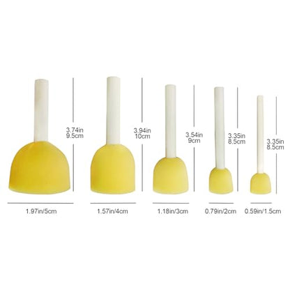 Round Sponges Brush Set Paint Sponge Wood Handle Foam Stencil Brushes Touch Up Painting Tools for Acrylic Craft Staining Varnishes 10pcs - color: A