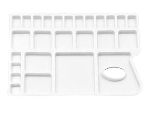 ZAHEPA Paint Tray, Large Paint Palette Tray with Thumb Hole, Plastic Paint Tray Palette with 16 Color Compartments, 8 Mixing & 2 Water Storage Areas, Watercolor Mixing Tray, Art Palette for Artists - style: Rectangle - 16 Compartments