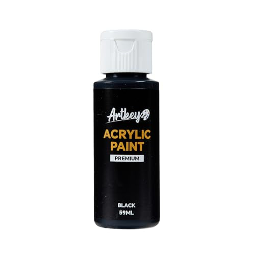 Artkey Black Acrylic Paint - 2oz/59ml Acrylic Paints Professional Artists Painting Kit for Canvases Fabric Rock Leather Easter Egg Wood Ceramic Glass Art Craft Painting - color: Black, style: Basics