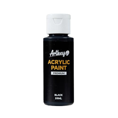 Artkey Black Acrylic Paint - 2oz/59ml Acrylic Paints Professional Artists Painting Kit for Canvases Fabric Rock Leather Easter Egg Wood Ceramic Glass Art Craft Painting - color: Black, style: Basics
