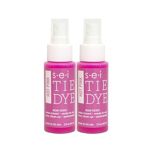 S.E.I. Hot Pink Tie Dye Spray Bottle: 2oz. Non Toxic Fabric Dye Spray, DIY Permanent Clothing Dye, Ready to Use Tie Dye Supplies - 2 Pack - color: Hot Pink, size: 2-Ounces