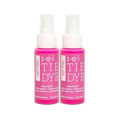 S.E.I. Hot Pink Tie Dye Spray Bottle: 2oz. Non Toxic Fabric Dye Spray, DIY Permanent Clothing Dye, Ready to Use Tie Dye Supplies - 2 Pack - color: Hot Pink, size: 2-Ounces