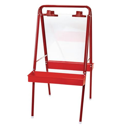 Colorations - 2WAPE 2-Way Indoor/Outdoor Adjustable Acrylic Panel Easel for Kids (23"L x 29-1/2"W x 45"H) | 23"L x 29.5"D x 45"H - Classroom Essentials - style: 2-Station, Red