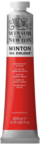 Winsor & Newton Winton Oil Color, 200ml (6.75-oz) Tube, Cadmium Red Medium - color: Cadmium Red Medium, size: 6.75 Fl Oz (Pack of 1), style: 6.75-oz Tube