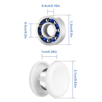 16 Pack Fidget Spinner Bearing and Cap Replacement Set, Chrome Steel Bearing Balls, High Speed 13mmx7mmx4mm Bearings Single Sealed Small Bearings for Fidget Spinner - size: ONLY 16 WHITE Cap Bearings
