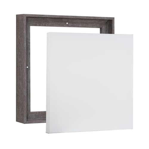 PIXY CANVAS Value Pack of 8x8 Stretched Canvas 1-1/2 (1.5) inch deep and Floater Frame for Your Paintings/Artwork/Wall Art/Wall Decor (Rustic Gray, 8 x 8 inch, Square) - color: Rustic Gray, size: 8 x 8 inch