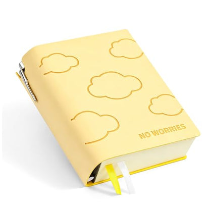 Thick Blank Journal Notebook 400 page With Pen Holder 100gsm Thick Blank Paper，A6 Unlined Plain Sketchbook ， Small Soft Leather Unlined Pocket Blank Notebook For Women Drawing Book Memo Writing Sketch Travel Diary 3.9 × 5.5 (No Worries) - color: Yellow-No