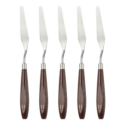 HARFINGTON 5pcs Palette Knife Painting Tool 3.31 x 0.71 Stainless Steel Art Spatula Pallet Knives Scrapers Tools with Beech Wood Handle for Acrylic Oil Canvas Mixing Spreading, Red/Silver - size: 3.31" x 0.71"