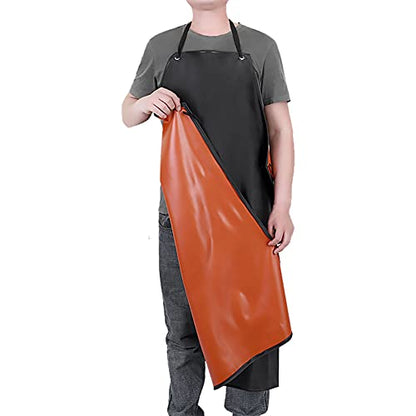 Somotersea Waterproof Aprons for Dishwashing Rubber Vinyl Lightweight Chemical Resistant Industrial Apron Adjustable Bib 40" for Work Grilling Lab Kitchen Butcher Black