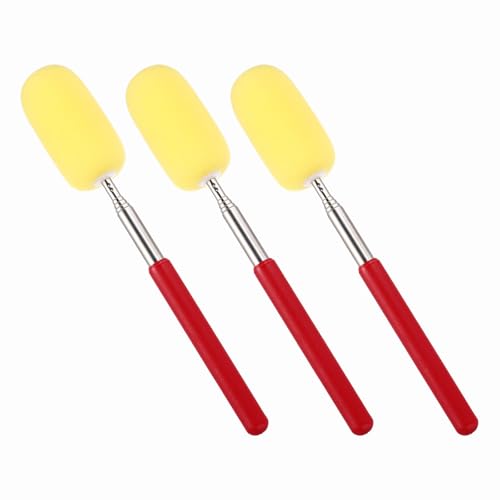 PATIKIL 27.5" Telescoping Sponge Stick for Pottery, 3Pcs Retractable Ceramic Pottery Clay Sponge Tool for Removing Excess Water from Tall and Narrow Pottery, Yellow/Red(1.57"W) - color: Yellow/Red, size: 1.57"