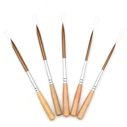 Long Liner Brushes for Painting - 5Pack Set of Fine Tip Art Brushes, for Watercolor, Acrylic, and Oil - Reusable and Easy to Clean