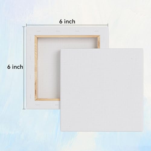 Stretched Canvases for Painting, 6x6 Inch Painting Supplies for Artists, Blank Canvas Pack, 6-Pack for Acrylic, Oil and Gouache Paints - size: White-6×6