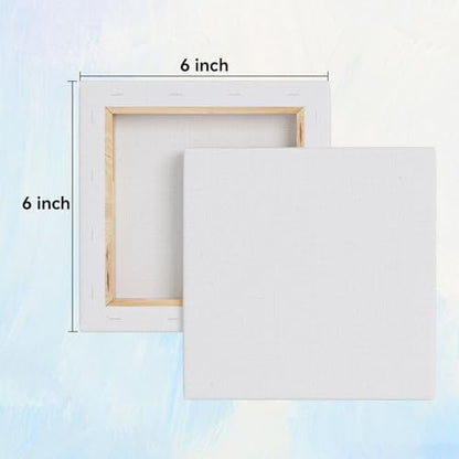 Stretched Canvases for Painting, 6x6 Inch Painting Supplies for Artists, Blank Canvas Pack, 6-Pack for Acrylic, Oil and Gouache Paints - size: White-6×6