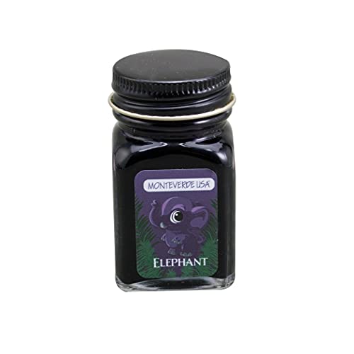 Monteverde Jungle Fountain Pen Ink, 30ml, Elephant (Dark Blue) | Animal-inspired fountain pen ink with bold color, smooth flow, and creative writing personality. - color: Elephant (Dark Blue)