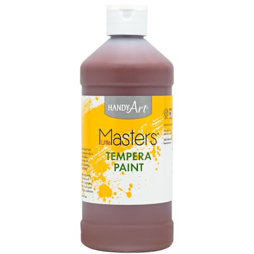 Handy Art Little Masters Tempera Paint, Brown, 16 oz Bottle, Bright & Mixable, High Opacity, Washable Colors for Classroom, Students, Kids, Young Artists, Safe & Non-Toxic, Made in USA - color: Brown, size: 16 Fl Oz (Pack of 1)
