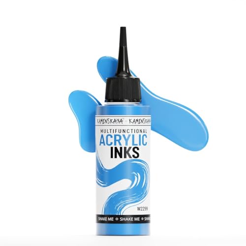 Kamenskaya Acrylic Inks for Artists - 'Baby Blue' Acrylic Ink, 3.38 Fl Oz (100 ml) - color: Baby Blue