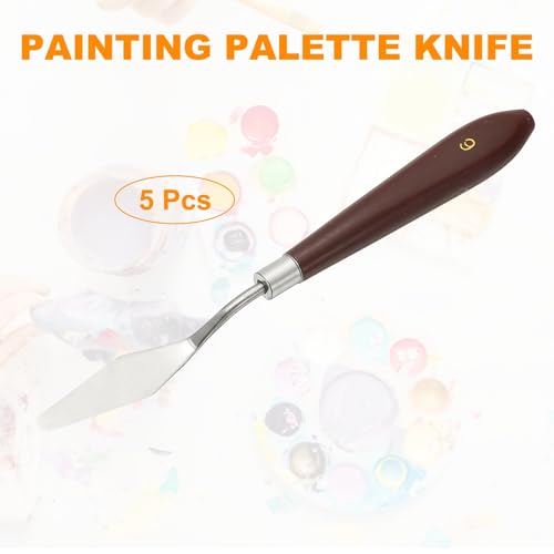 HARFINGTON 5pcs Palette Knife Painting Tool 2.24" x 0.59" Stainless Steel Art Spatula Pallet Knives Scrapers Tools with Plastic Handle for Acrylic Oil Canvas Mixing Spreading, Red/Silver - size: 2.24" x 0.59"