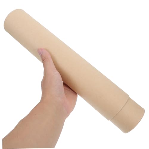 SOLUSTRE Japanese Scroll Holder Kraft Paper Cylinder Mailing Tube for Paintings and Calligraphy - color: Khaki