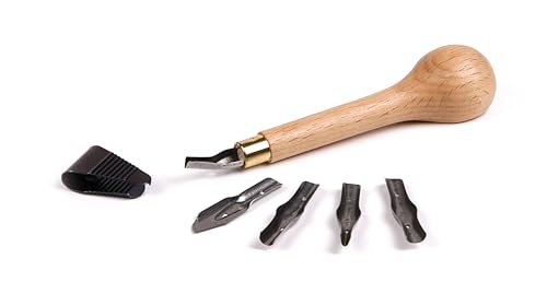 Brause 891B - Linocut Initiation Set Including a Wooden Handle, 5 Gouge nibs and an Extractor