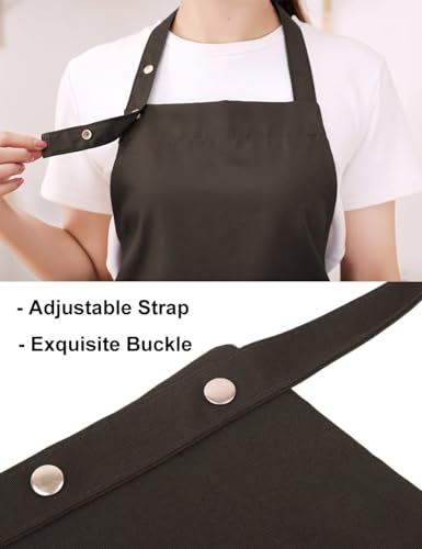 Kitchen Cooking Apron for Women Men with Big Pockets Canvas Waterproof Aprons for Server Pottery Artist Chef Apron - color: Grayish Green