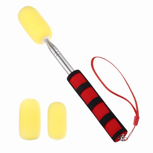 PATIKIL 41" Telescoping Sponge Stick for Pottery, Retractable Ceramic Sponge Tool with 2pcs Head for Removing Excess Water from Tall and Narrow Pottery, Yellow/Red(1.18/1.57"W) - color: Yellow/Red