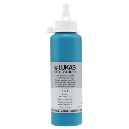 Lukas CRYL Studio Artist Acrylic Paint, Deep Water, 250 ml Bottle - High Pigment Acrylic Paints for Canvas Painting, Large Scale Works - Medium-Viscosity, Water-Mixable, Fast Drying - color: Deep Water, size: 8.45 Fl Oz (Pack of 1)