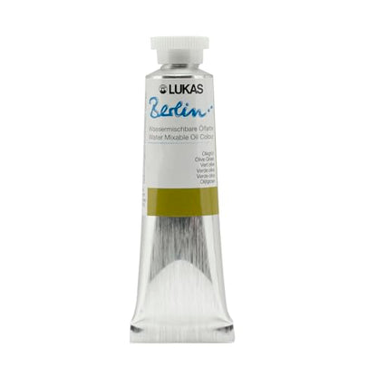 Lukas Berlin Pro Artists Water Mixable Oil Paint 37 ml Tube Olive Green, Water Soluble, Lightfast Pigments, Quick Drying, Easy Clean-Up, Eco-Friendly, Professional Quality, 40 Color Range - color: Olive Green, size: 1.25 Fl Oz (Pack of 1)