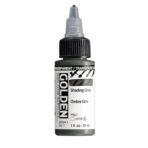 GOLDEN High Flow Acrylics, Transparent Shading Gray, 1 fl. oz. Bottle, Professional Acrylic Paint, Transparent - color: Transparent Shading Gray