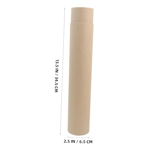 SOLUSTRE Japanese Scroll Holder Kraft Paper Cylinder Mailing Tube for Paintings and Calligraphy - color: Khaki