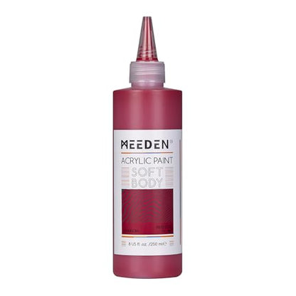 MEEDEN Soft Body Acrylic Paint: Crimson Red Matte Finish - 250ml/8.45oz Bulk Acrylic Colors in Squeeze Bottle - Fluid Flow Art Paints for Artists Canvas Painting - color: Crimson