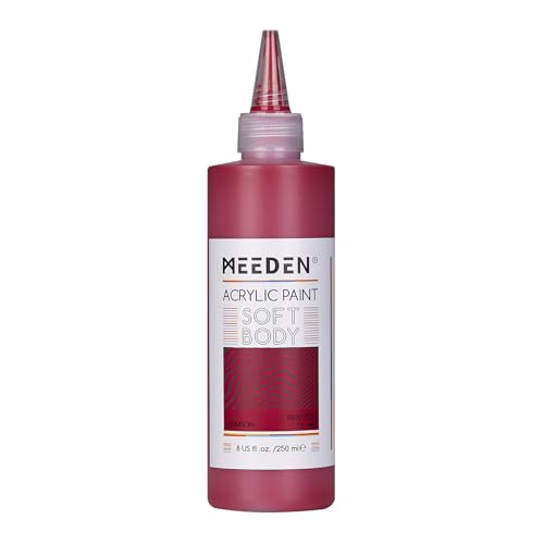 MEEDEN Soft Body Acrylic Paint: Crimson Red Matte Finish - 250ml/8.45oz Bulk Acrylic Colors in Squeeze Bottle - Fluid Flow Art Paints for Artists Canvas Painting - color: Crimson