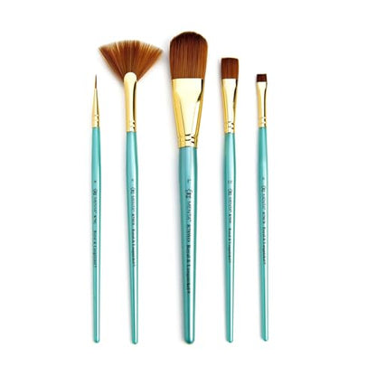 Royal & Langnickel Menta, 5pc Oval Wash Variety Brush Set, Includes - Oval Wash, Wash, Liner, Chisel & Fan Brushes - style: OVAL WASH VARIETY