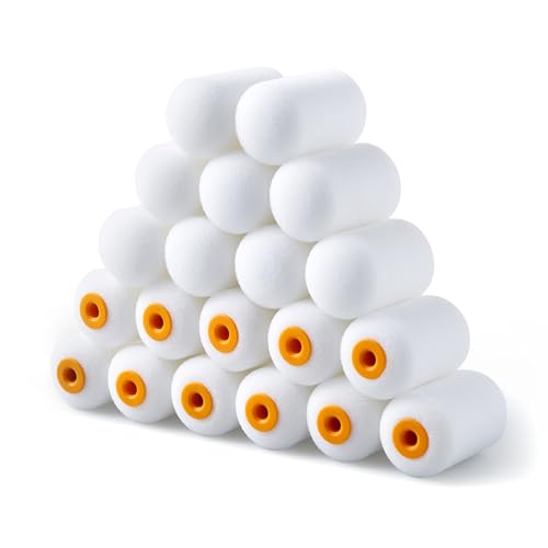Voomey 20 Pack 2 Inch Foam Paint Roller Covers, Small Foam Paint Rollers for Trim, Edges & Corners, Mini Sponge Rollers for DIY Painting Projects, Fits Standard 2" Mini Roller Frames - size: 2 Inch Mini Foam Paint Roller Kit 20 Pack