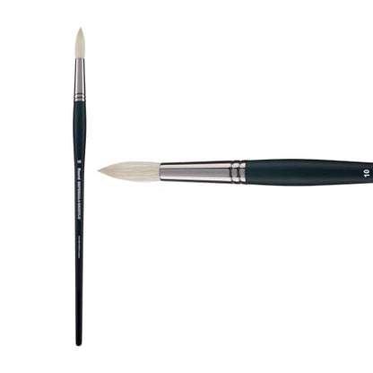 Creative Mark Imperial Professional Chungking Hog Bristle Brush - Round # 10, Handmade Long Handle Oil Paint Brushes for Artists, Nickel-Plated Brass Ferrules, Stiff Yet Soft Natural Bristles - size: #10