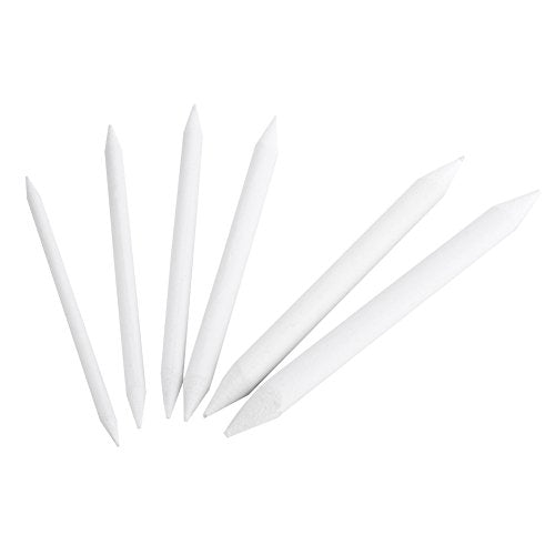 Zerodis 6 Pieces Art Blenders Paper White Pen Pastel Double Head Sketch Artist Blending Stumps and Tortillions Set