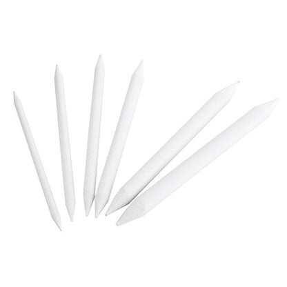 Zerodis 6 Pieces Art Blenders Paper White Pen Pastel Double Head Sketch Artist Blending Stumps and Tortillions Set